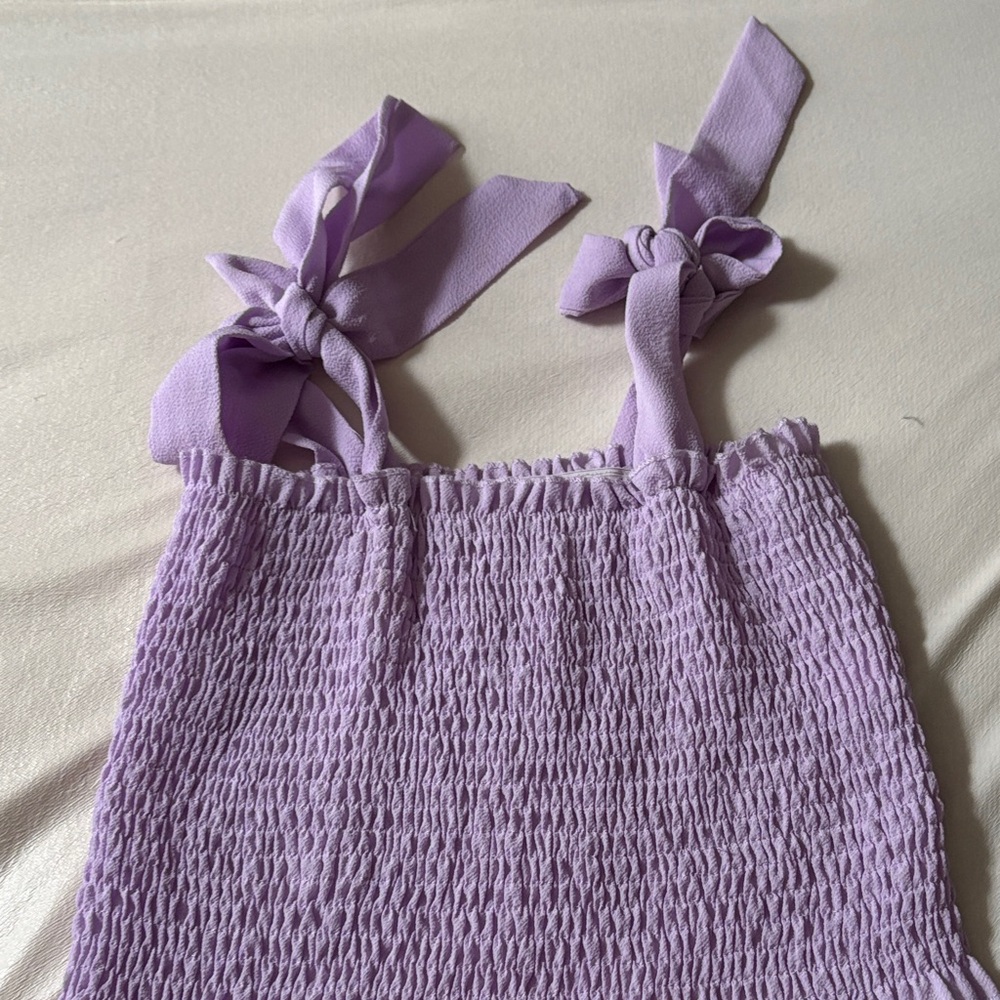 Lilac Smocked Tank Top with Bow Straps